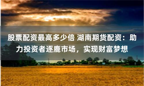股票配资最高多少倍 湖南期货配资：助力投资者逐鹿市场，实现财富梦想